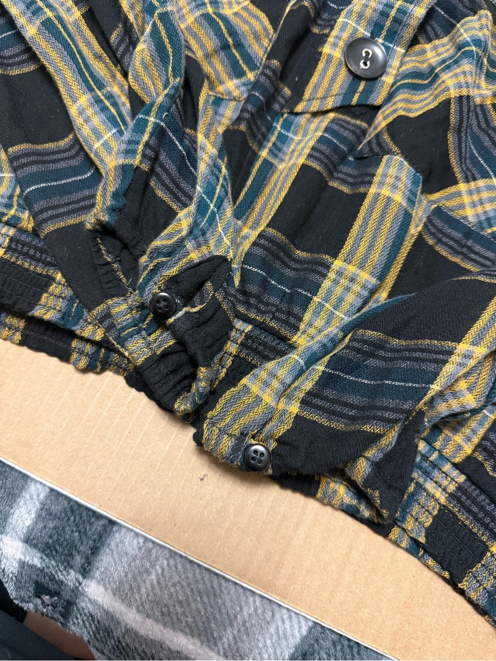 Free People It's The Good Life Plaid Cropped Blouse Boho Lagenlook Slouchy - Picture 9 of 9